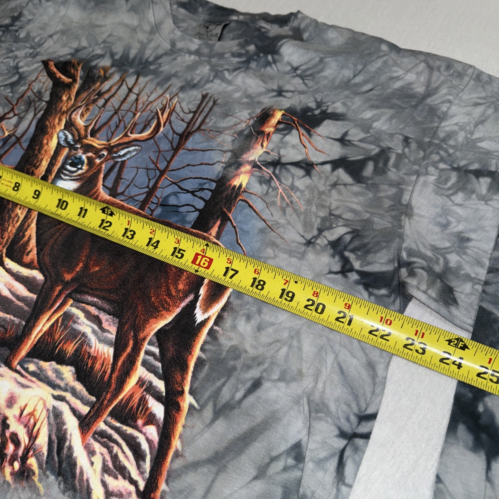 Back To Earth Shirt Mens XL Gray Deer Buck Graphic Long Sleeve Tie Dye Hunting