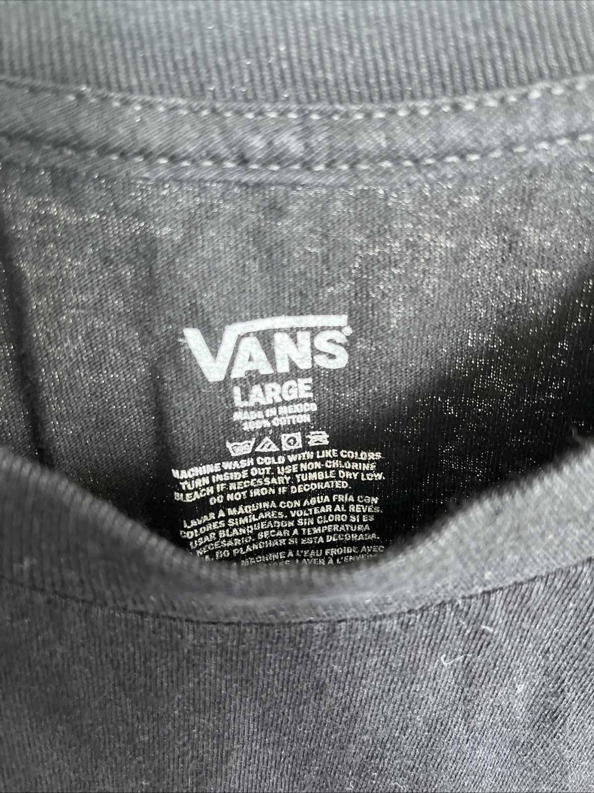 VANS T-Shirt Mens Sz L Short Sleeve Glossy Logo Tee Classic Black On Black Gym