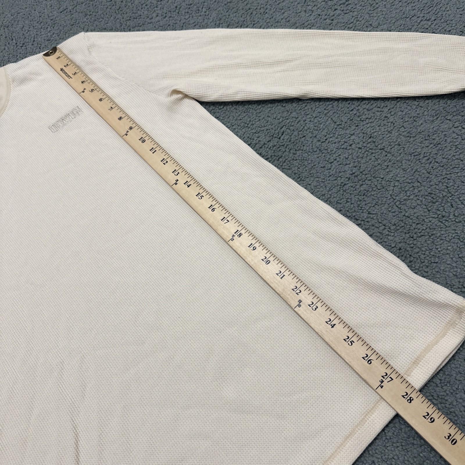 DIXXON Flannel Cream Soft Waffle Knit Long Sleeve Thermal Shirt Mens L