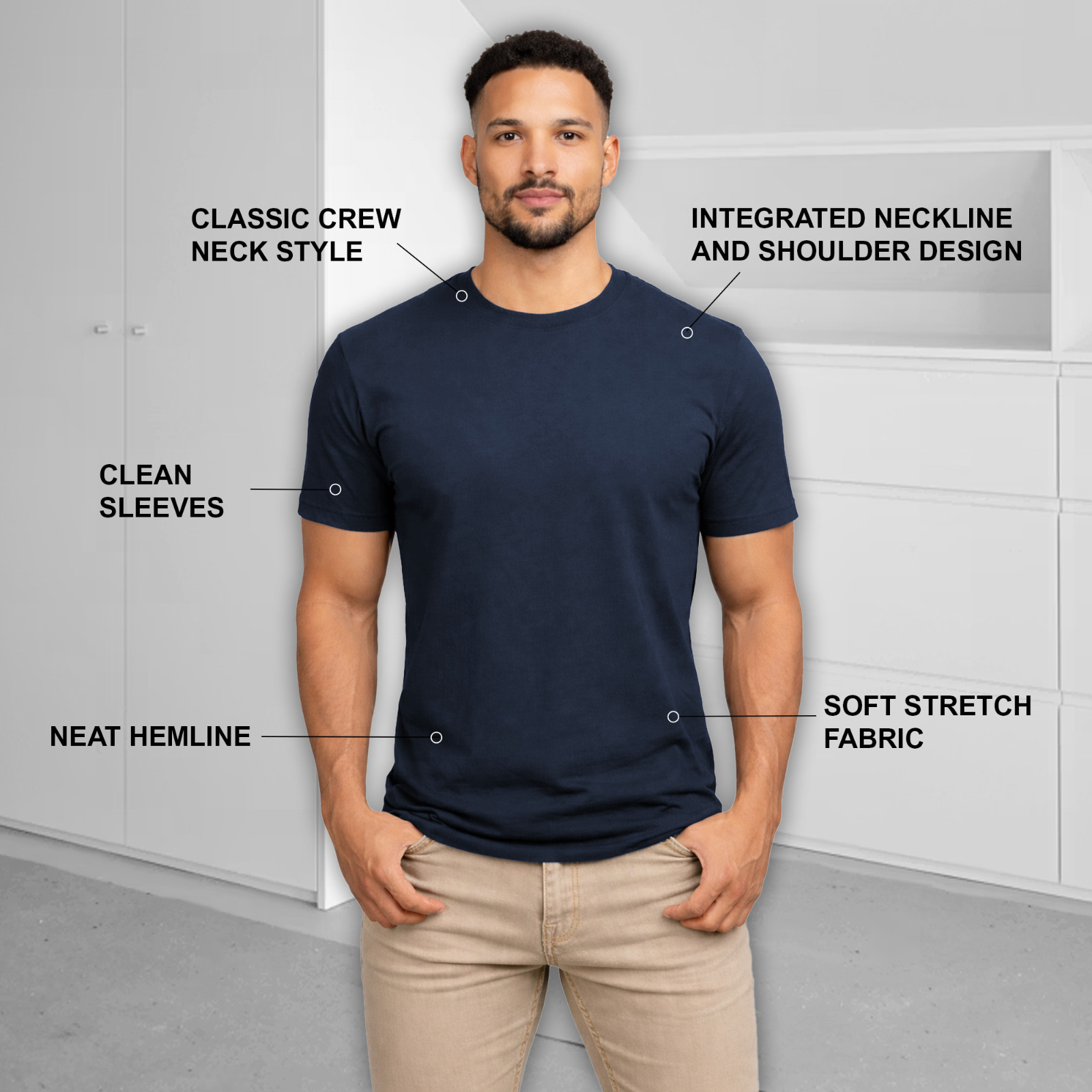 Men’s 4 Pack Crew Neck Casual T-Shirts | Cotton Blend Tees S-3XL | Free Shipping