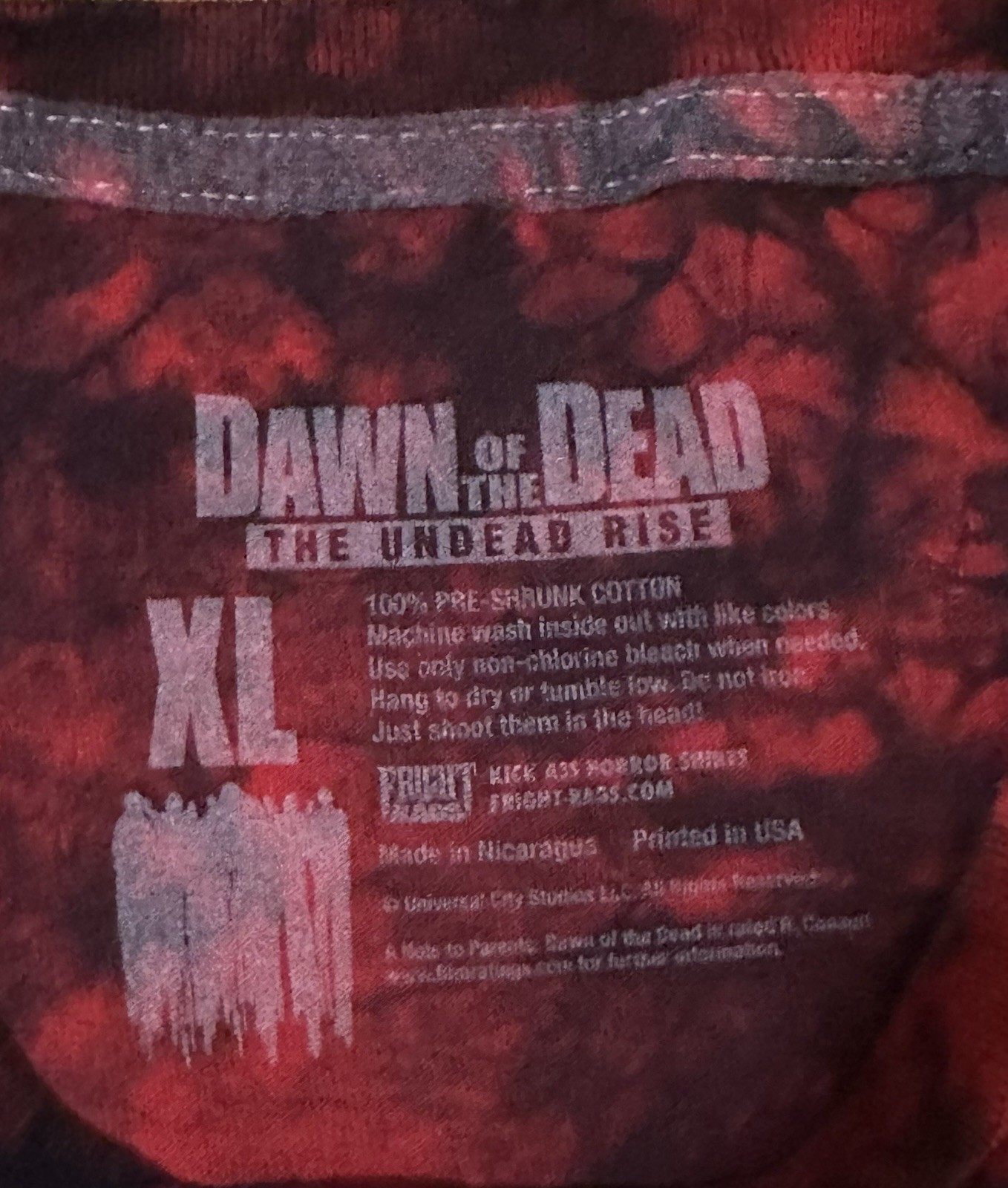 Dawn Of The Dead Official Fright Rags Short Sleeve Shirt XL Tie Dyed Limited OOP