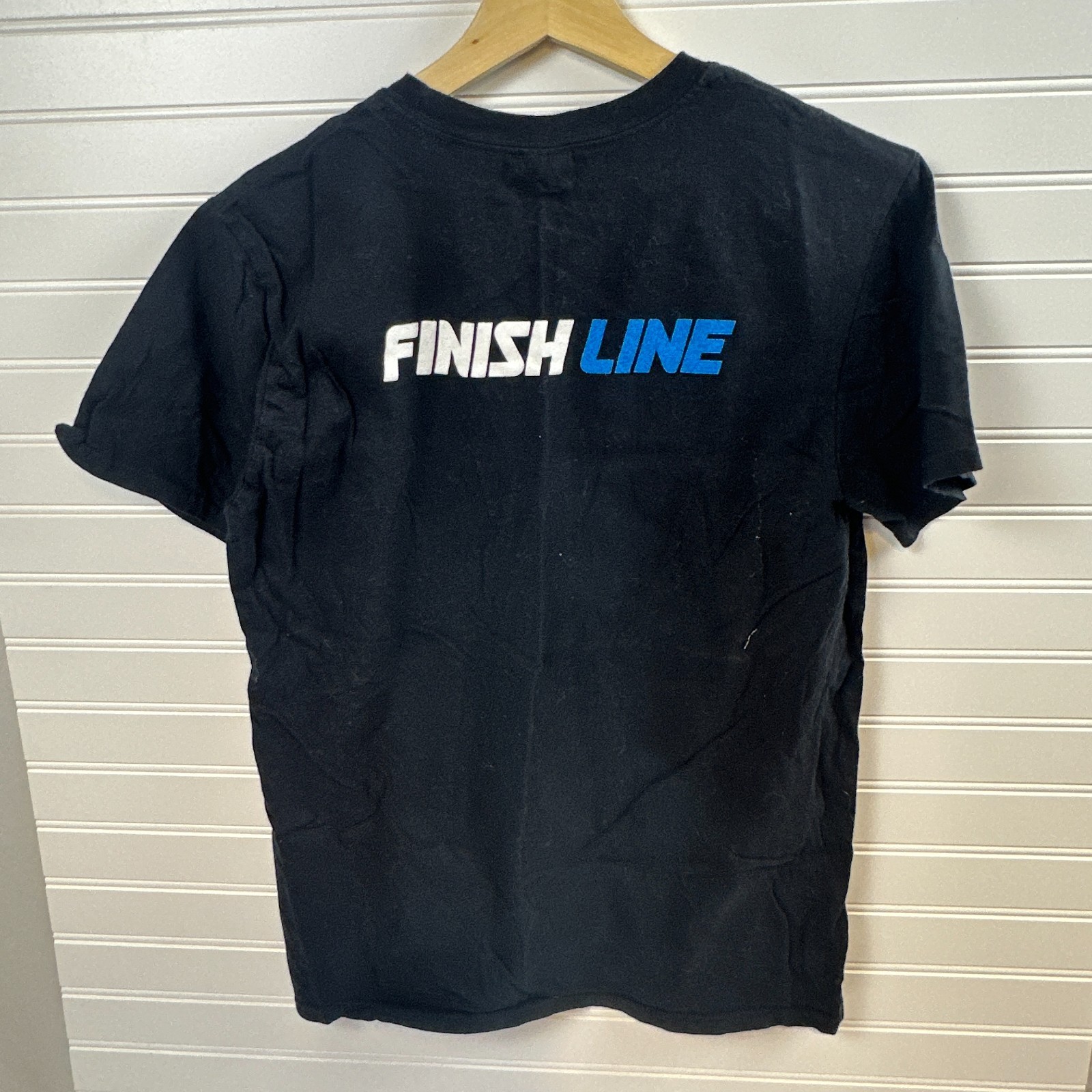Finish Line Logo Gildan T-Shirt Mens Medium Black Cotton Crew Neck Short Sleeve