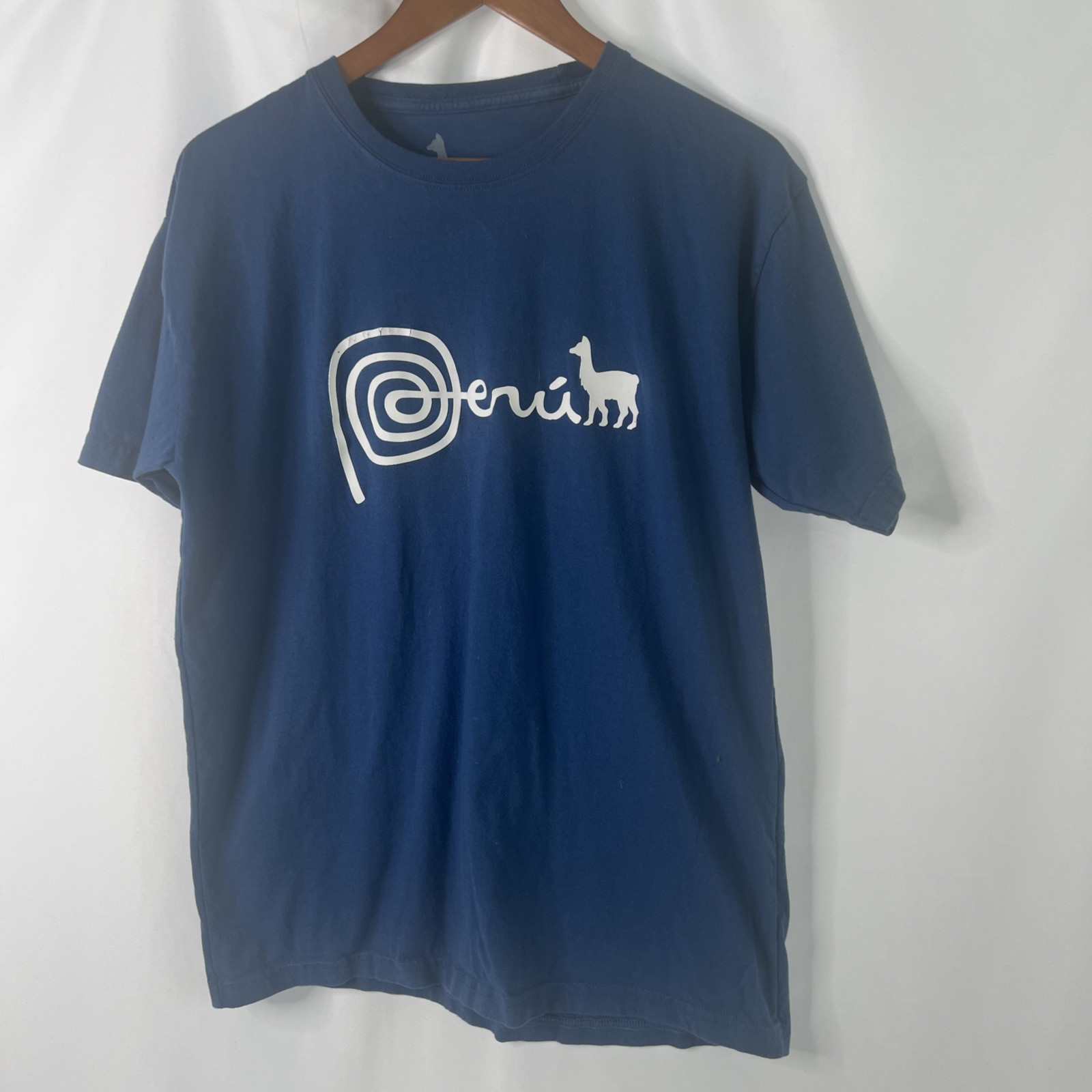 Peru Logo Blue T-Shirt Men’s Cowritten & Animal Logo Tee