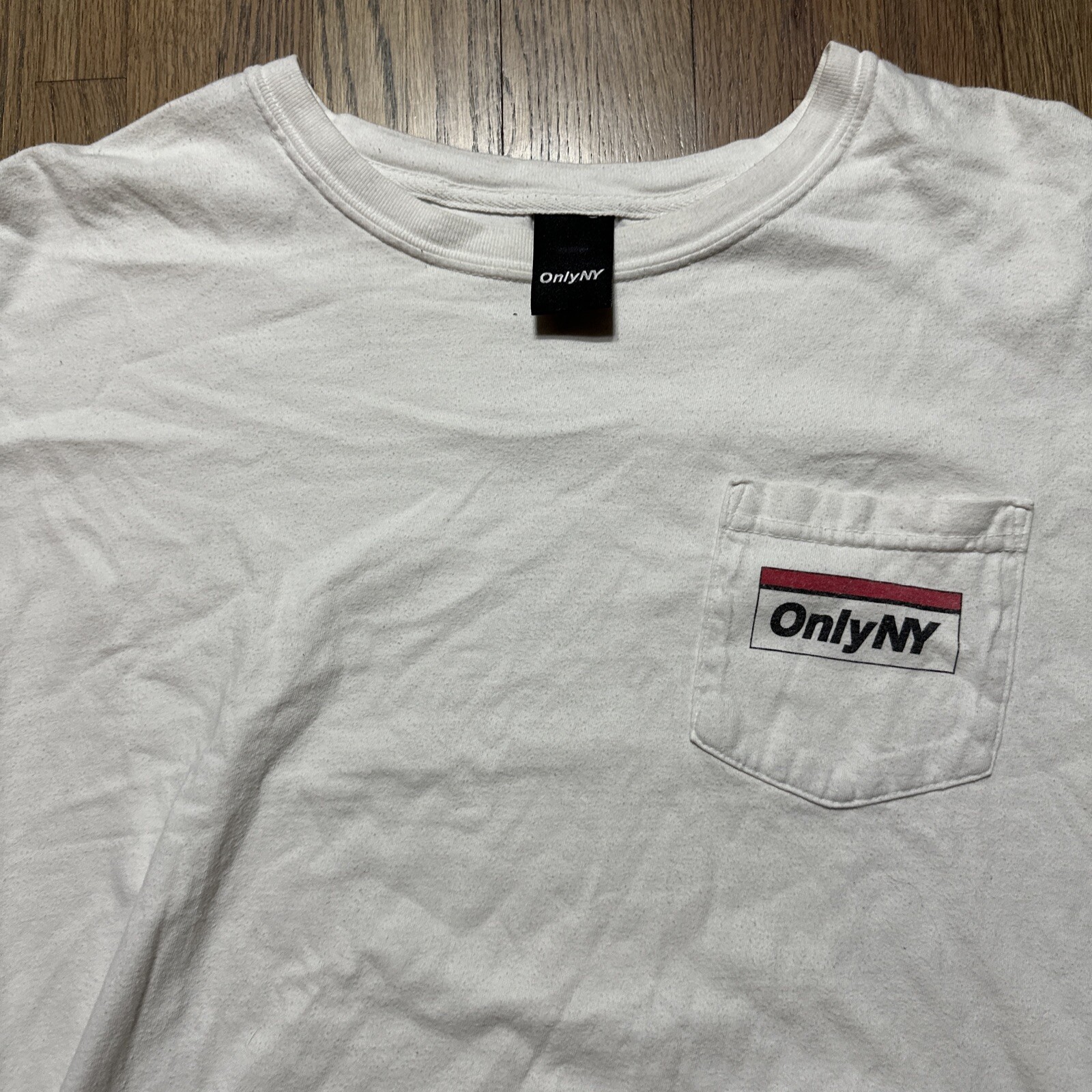 Only NY Box Logo Pocket Tee Shirt SZ XL White Streetwear Hiphop Rap Hypebeast