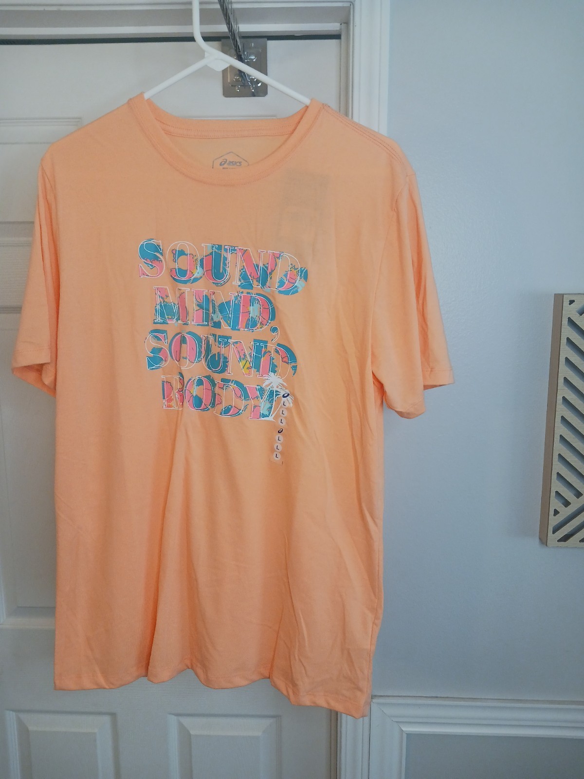 ASICS Athletic Men&rsquo;s Tee Shirt Size L Short Sleeve Sound Mind Sound Body NEW!
