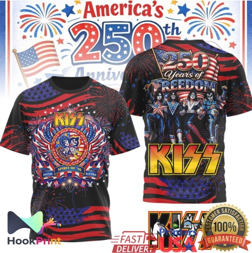 NEW!KISS Band America 250th Anniversary Spirit of 76 3D All Over Print T Shirt