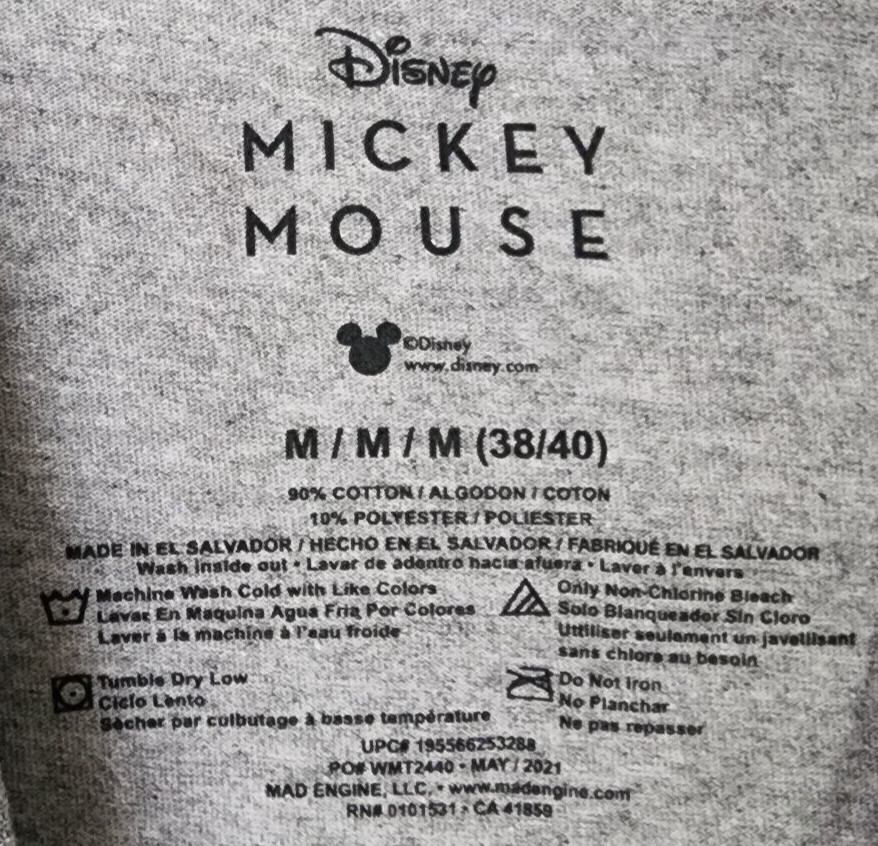 Disney Mickey Mouse Men&rsquo;s Grey Graphic Print Tee T-Shirt Size M 38-40 BRAND NEW