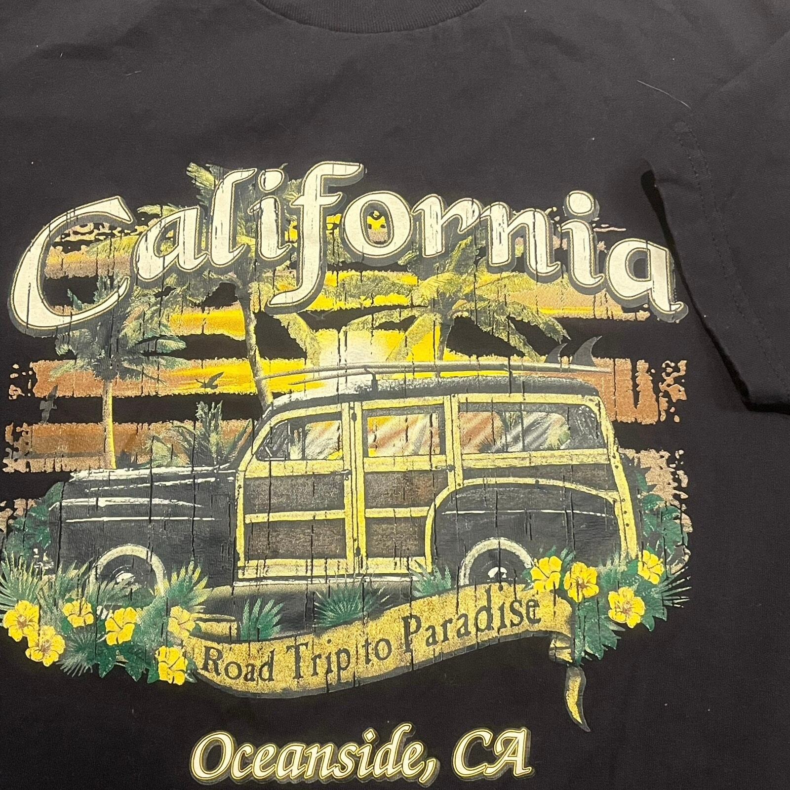 Oceanside California Men 2XL Road Trip To Paradise Beach Surfing Station Wagon