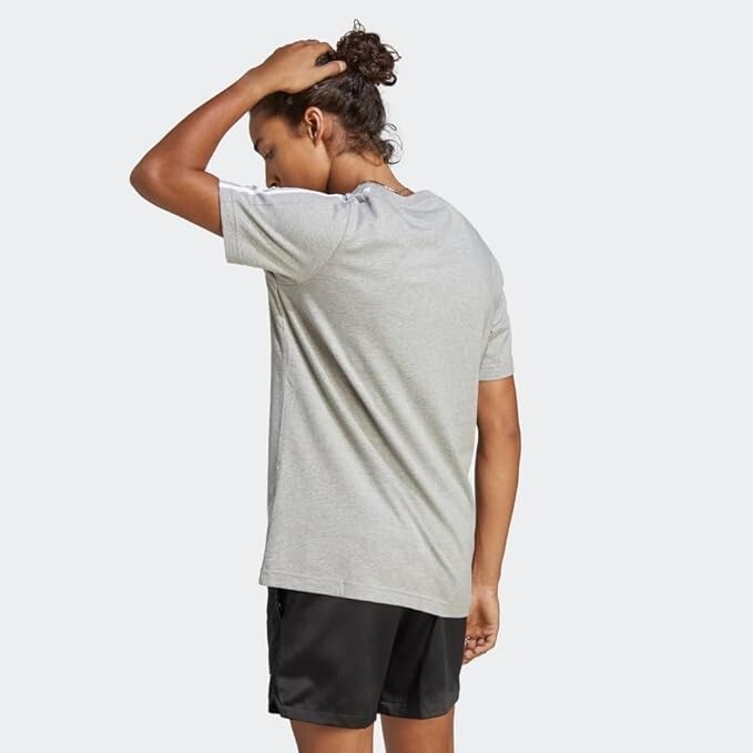 adidas Men&rsquo;s Essentials Single Jersey 3-Stripes T-Shirt – Medium Grey, K2(B451T)