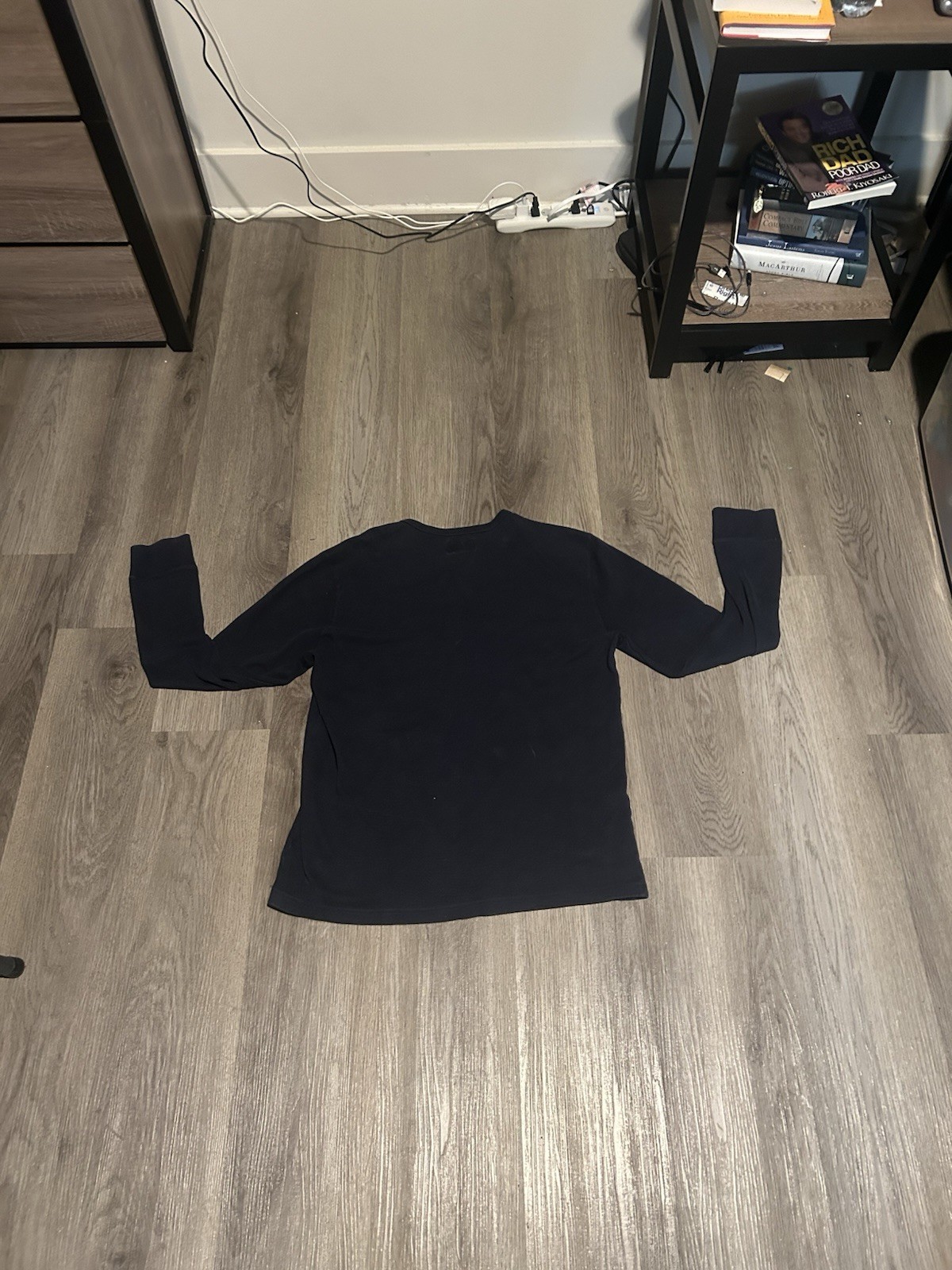 Abercrombie & Fitch Mens Large Navy Thermal Waffle Knit Henley Shirt