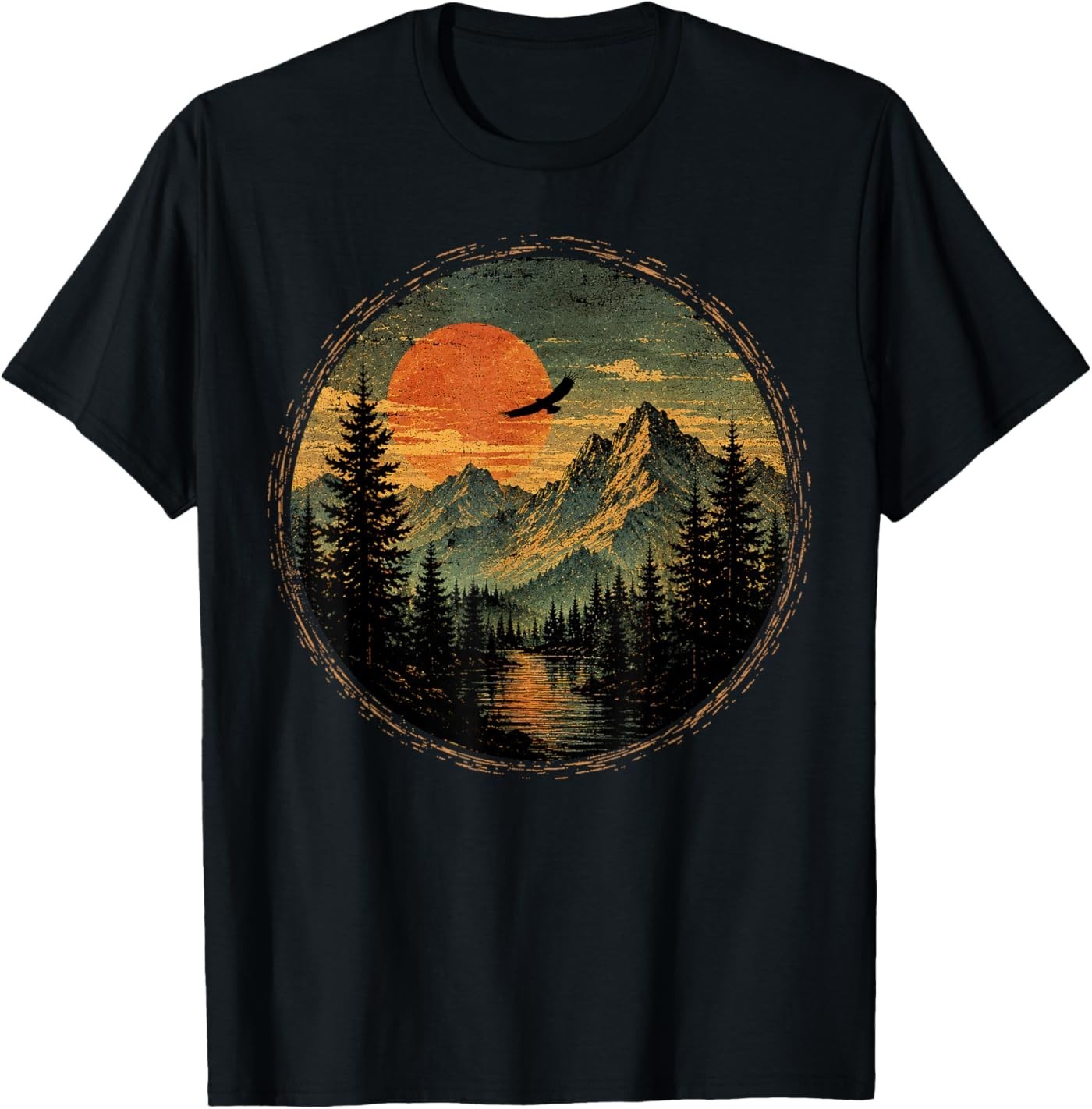 Vintage Camping Forest Trees Wildlife Nature Lover Outdoor T-Shirt