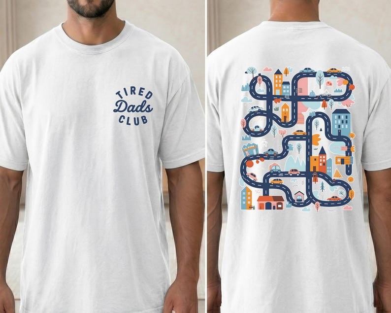 Tired Dads Club Shirt, Construction Dad Shirt, Play Cars On Dads Back