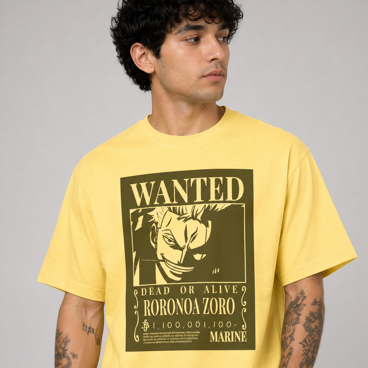 Zoro One Piece Wanted Poster Anime Graphic Printed T-Shirt Cool Streetwear Tee