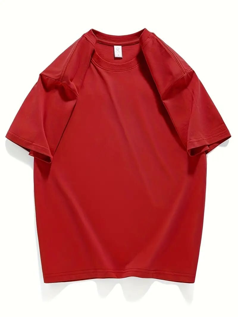 Men&rsquo;s Classic Solid Plain Cotton Round Hem Scallop Essentials Tshirt S-2XL
