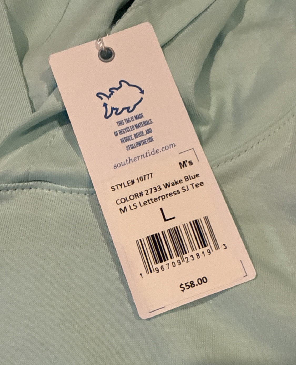 NWT Southern Tide Hoodie Pocket Wake Blue T-shirt Men’s Large