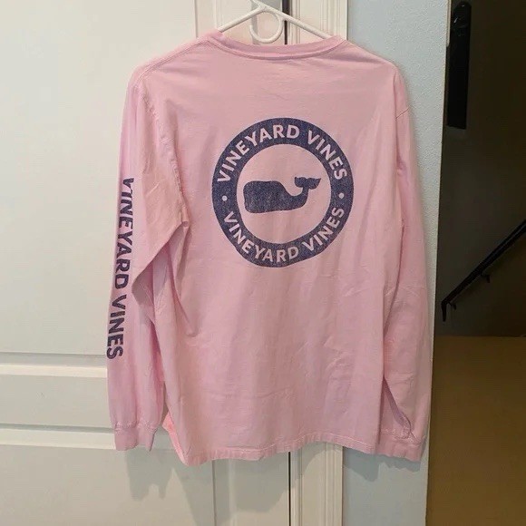 Vineyard Vines Mens Lilac Pink Long Sleeve TShirt With Circle Whale, Large, New!