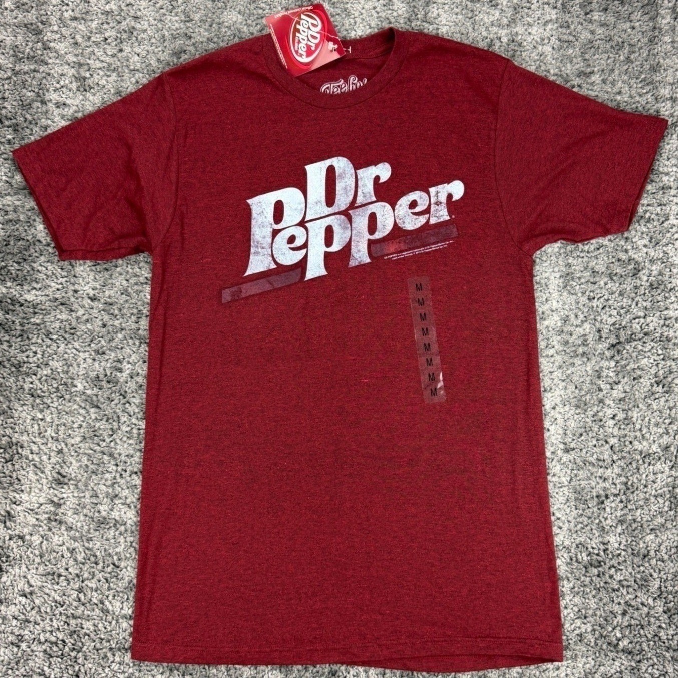 NEW Dr Pepper Logo Men&rsquo;s M Red Heather T-Shirt Tee Luv Graphic Cotton Blend