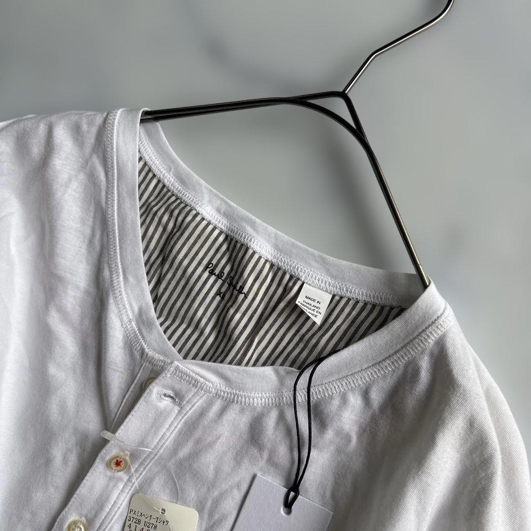 Paul Smith Long Sleeve T-shirt White Henry Neck Size XL Casual Japan