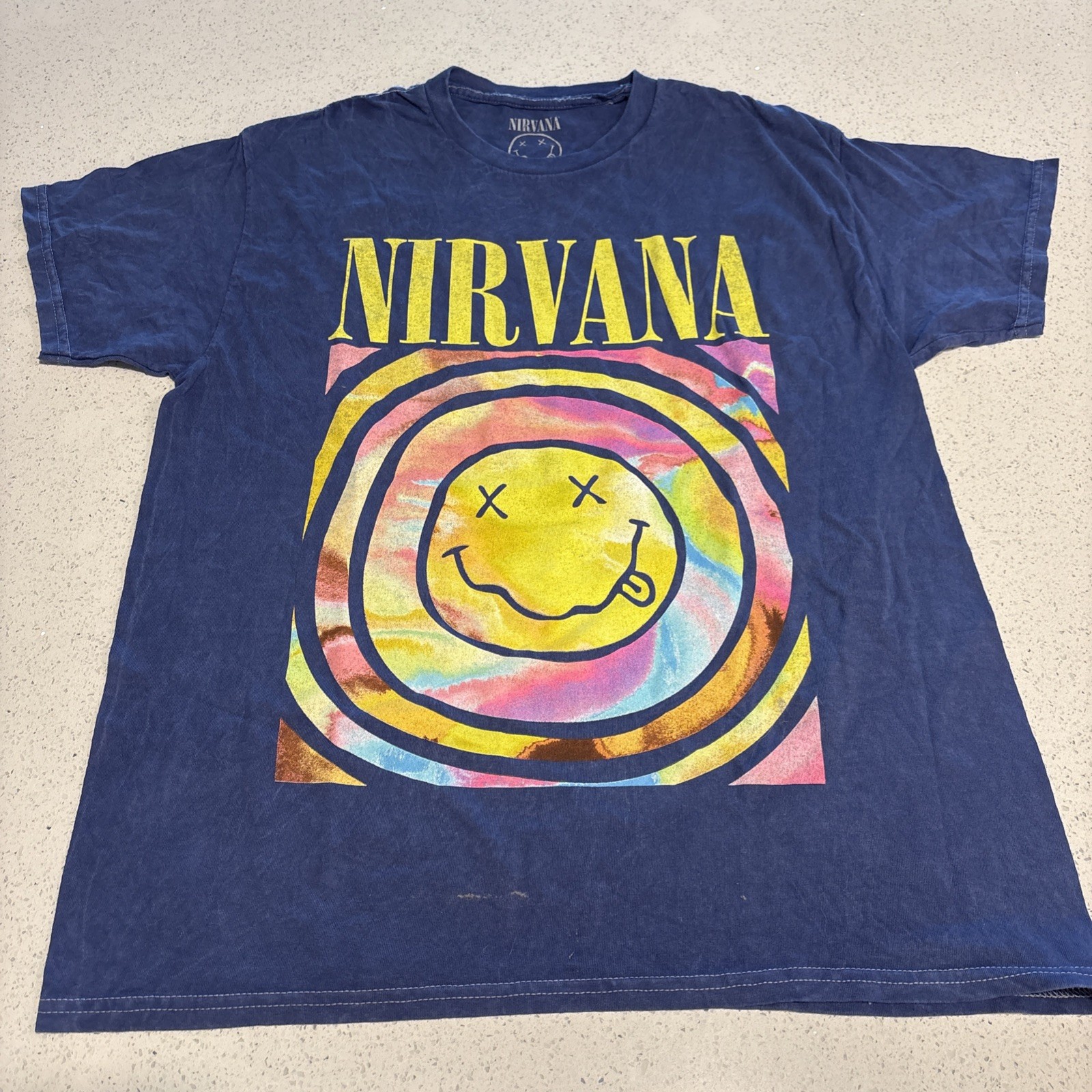 Official Nirvana Smiley Face Tie Dye T Shirt Size L