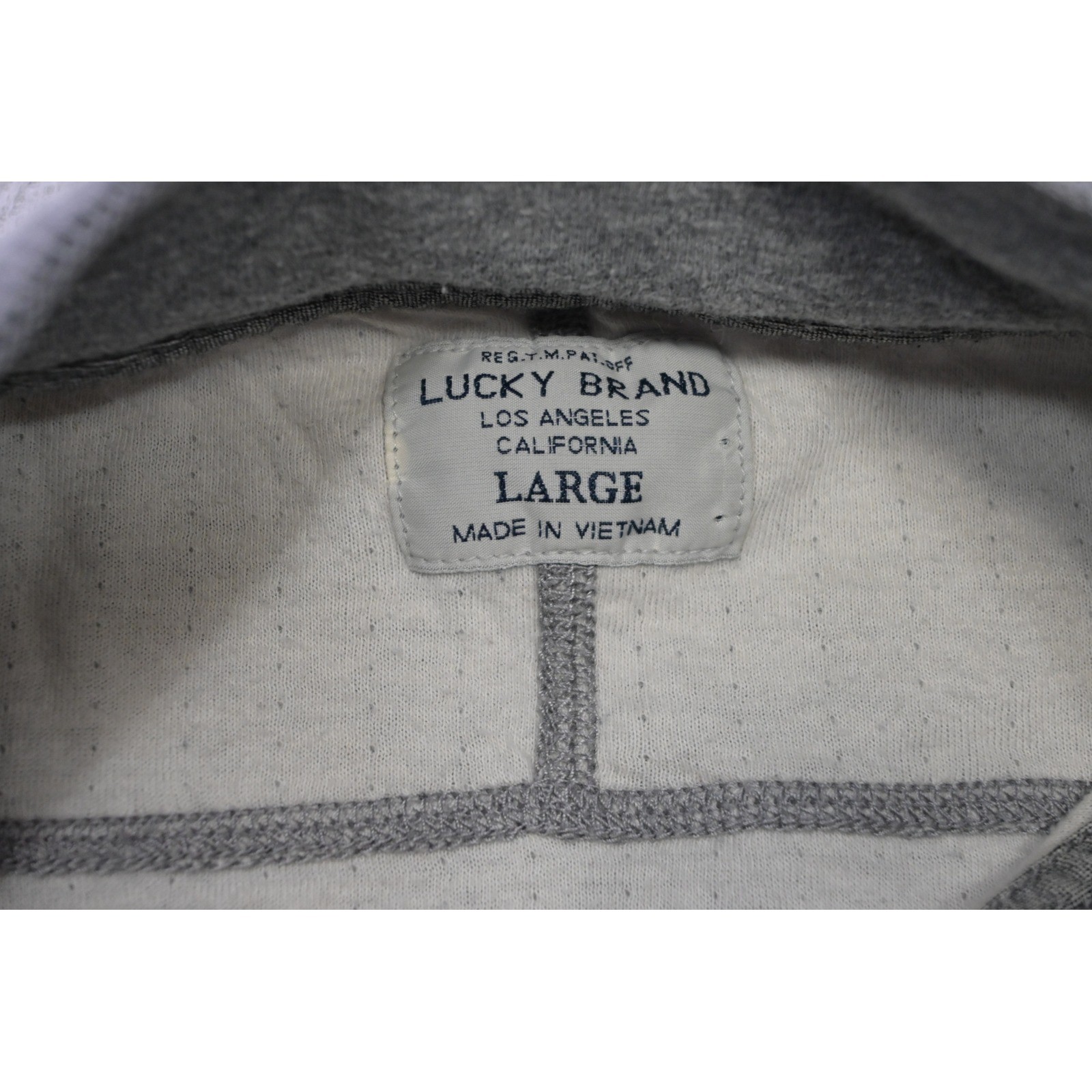 Lucky Brand Henley Shirt Mens Large Gray Excellent Mock Neck Button Pocket