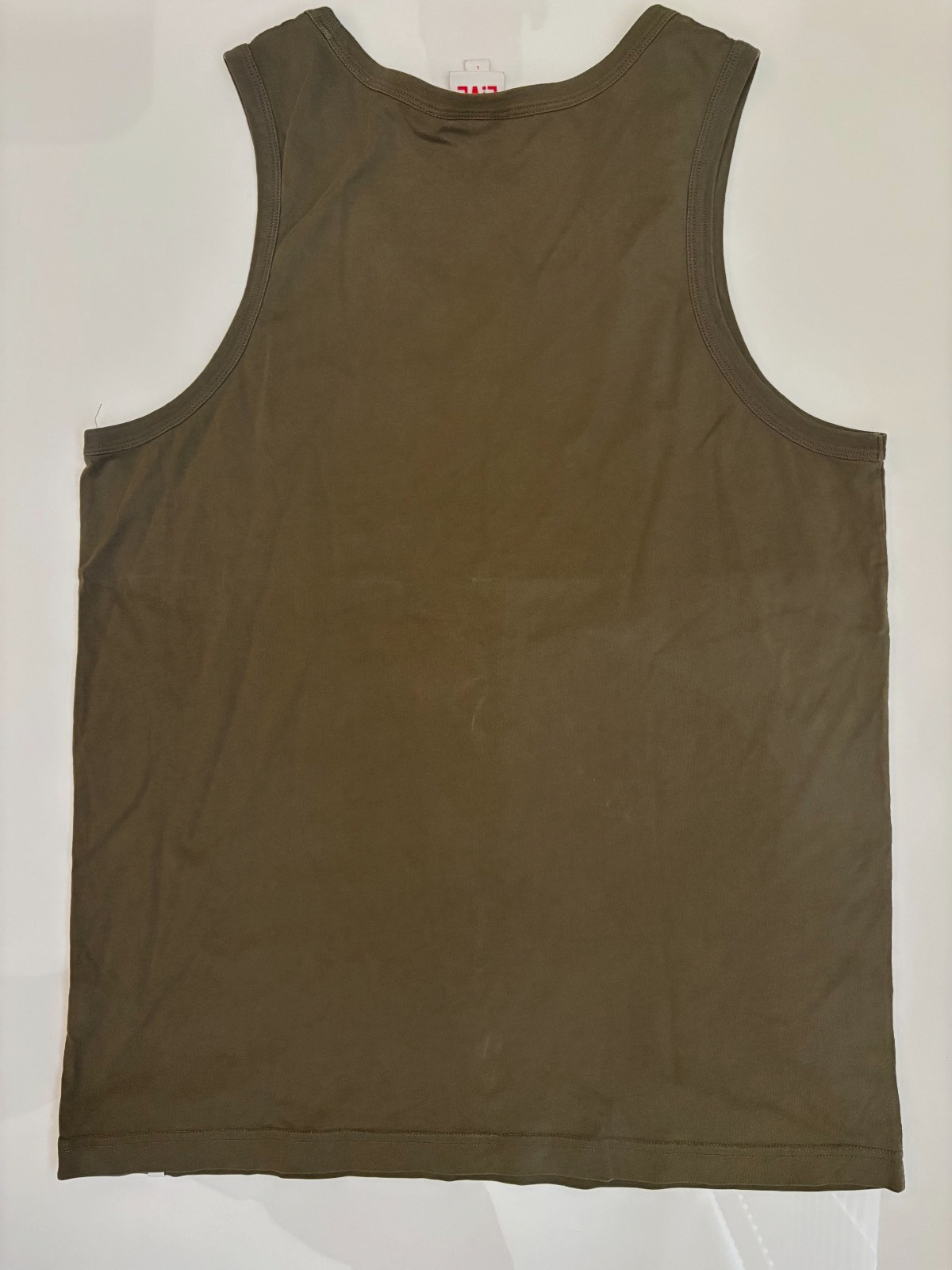 Lacoste LIVE Men&rsquo;s Tank Top Olive Green Chest Pocket Croc Logo Size L Cotton