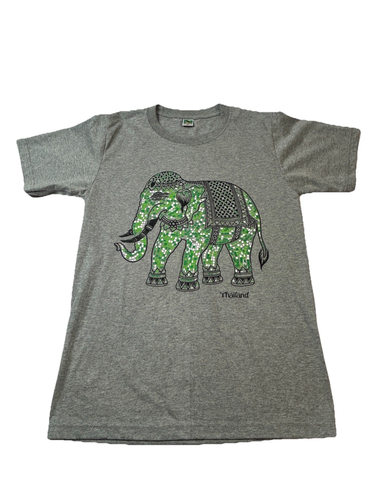 Elephant Thailand T Shirt Adult M Gray Graphic Tee 100 Percent Cotton Reg Fit