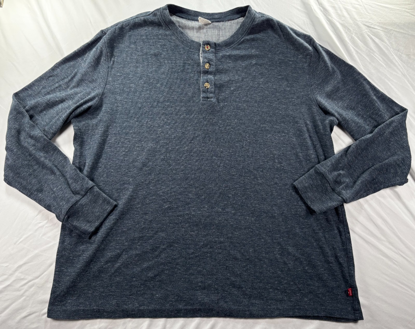 LEVI’S Strauss Henley Mens Sz XXL L/S Shirt Top Blue Thermal