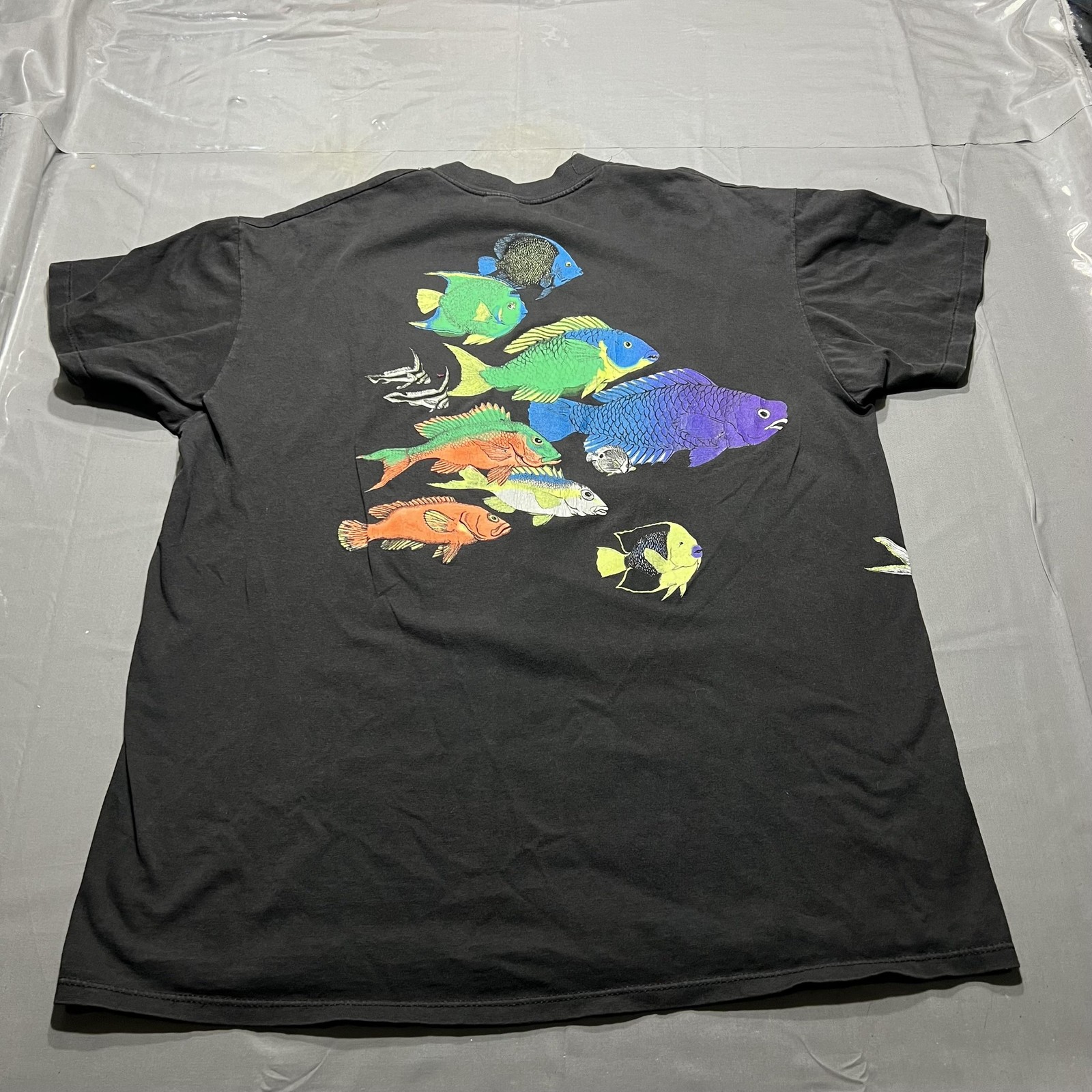 Velva Sheen Shirt Mens XL Black Earth Science Dive Center Ocean Fish Graphic Tee