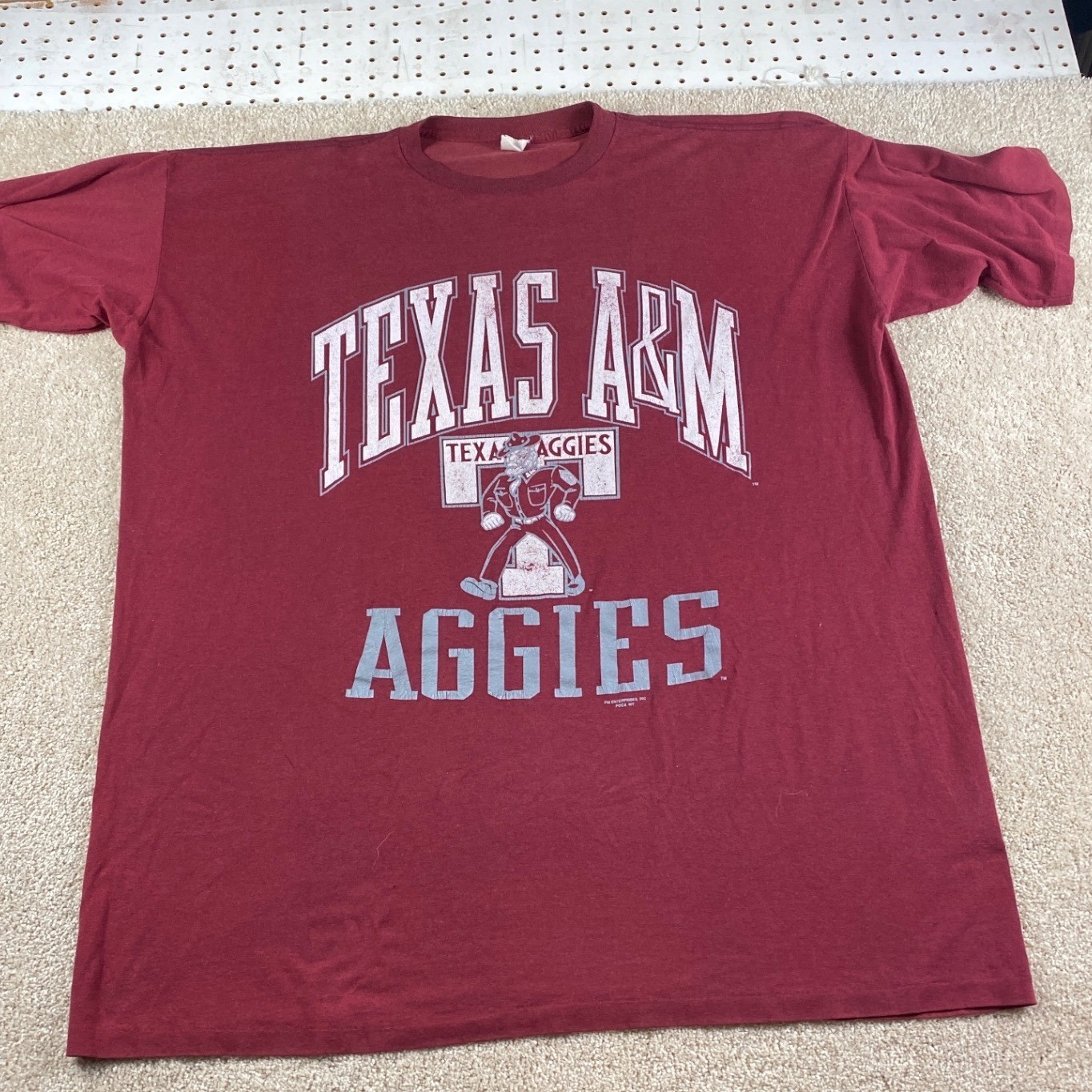 Vintage 90s Texas A&M Aggies Graphic T Shirt Maroon One Size Fits All 3XL – 4XL