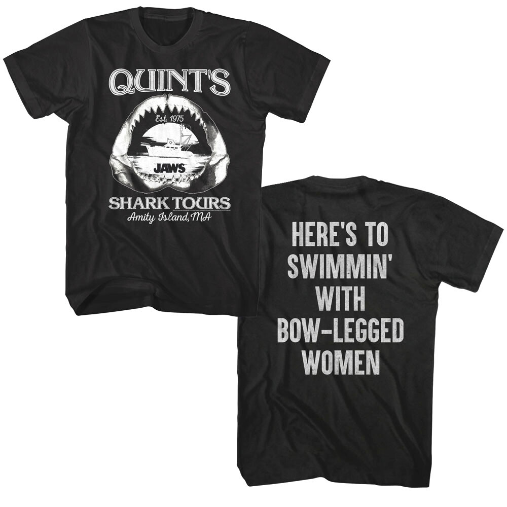 Jaws Quint&rsquo;s Shark Tours Quote Men&rsquo;s T Shirt Swimmin with Bow-Legged Women Amity