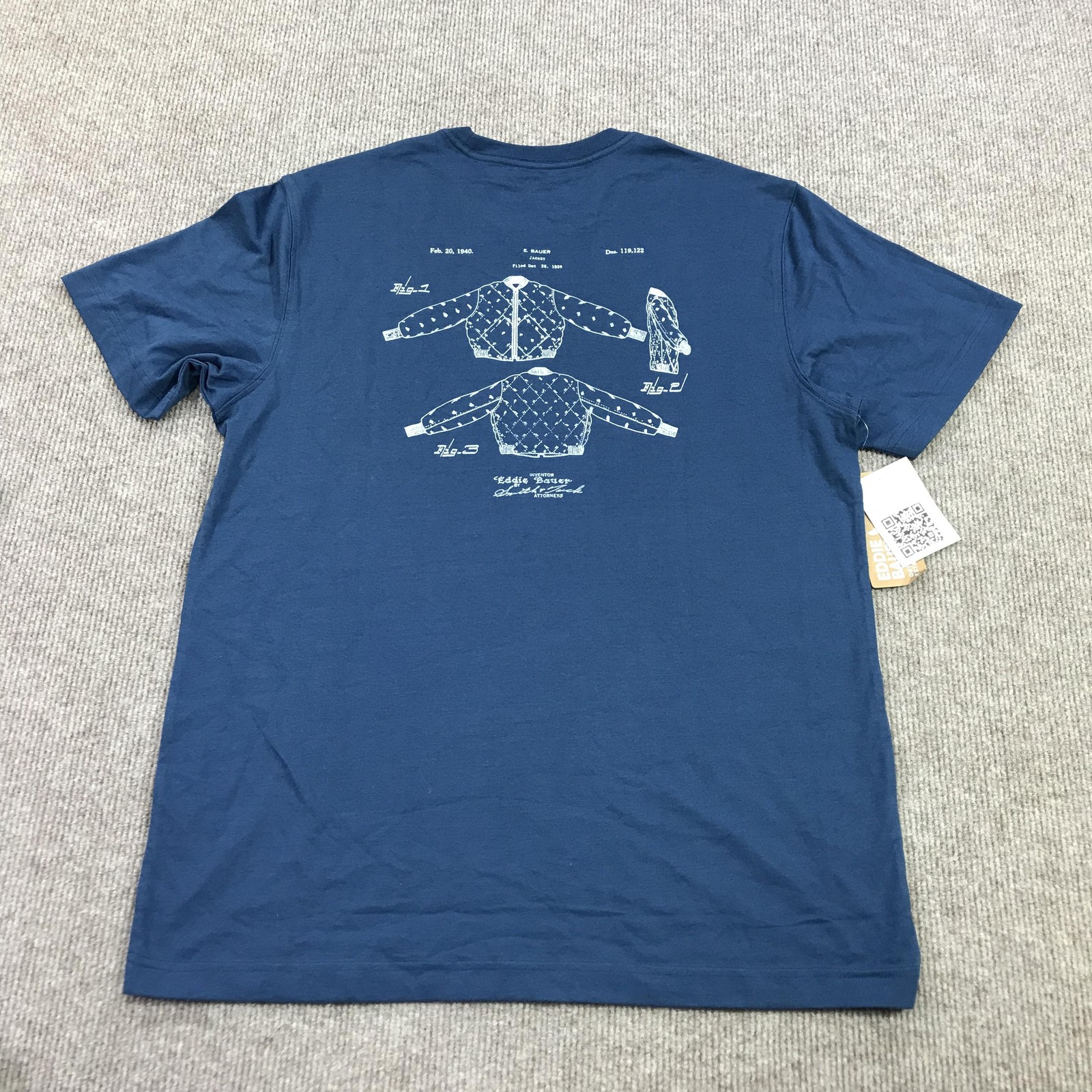 Eddie Bauer Shirt Mens Medium Blue Jacket Patent Graphic Tee Tagless Outdoor