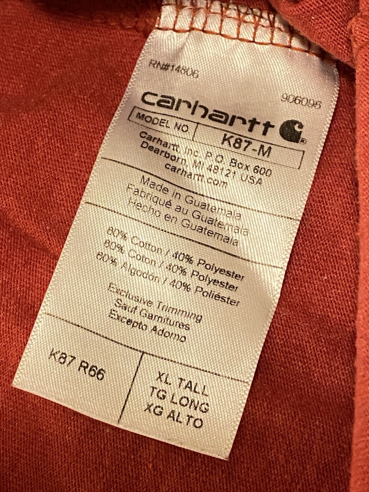 Lot of 4 Carhartt Men&rsquo;s XL Tall Loose Fit Pocket T-Shirts, Men’s Work Wear