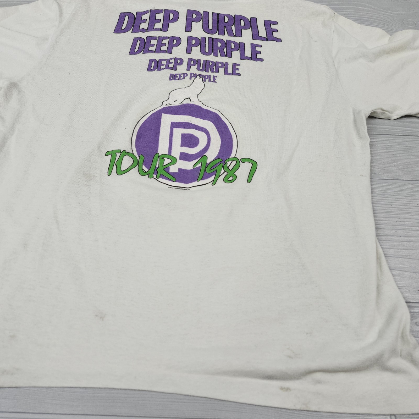 Vintage 1987 Deep Purple House Of Blue Light Tour Double Sided Tshirt Large