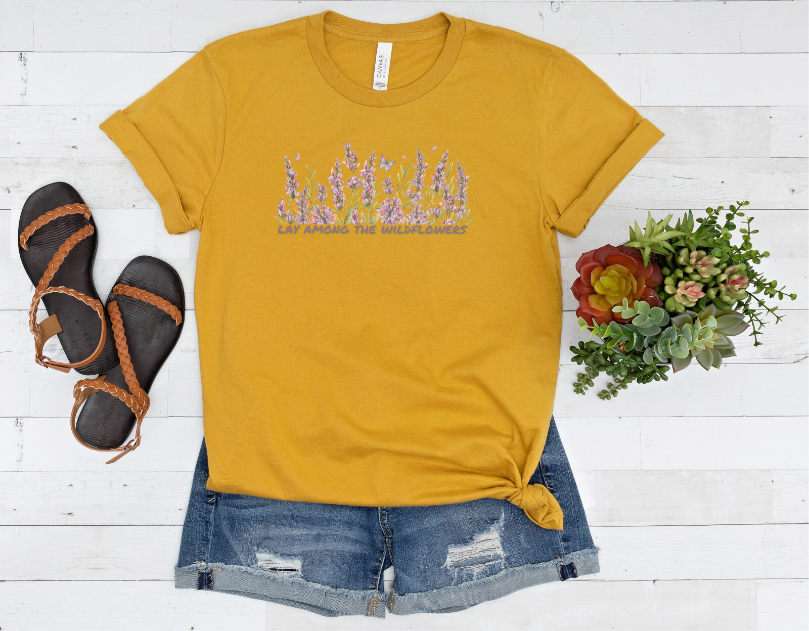 Peaceful Paradise: Lay Among The Wildflowers, Unisex Comfortable Bella + Canvas