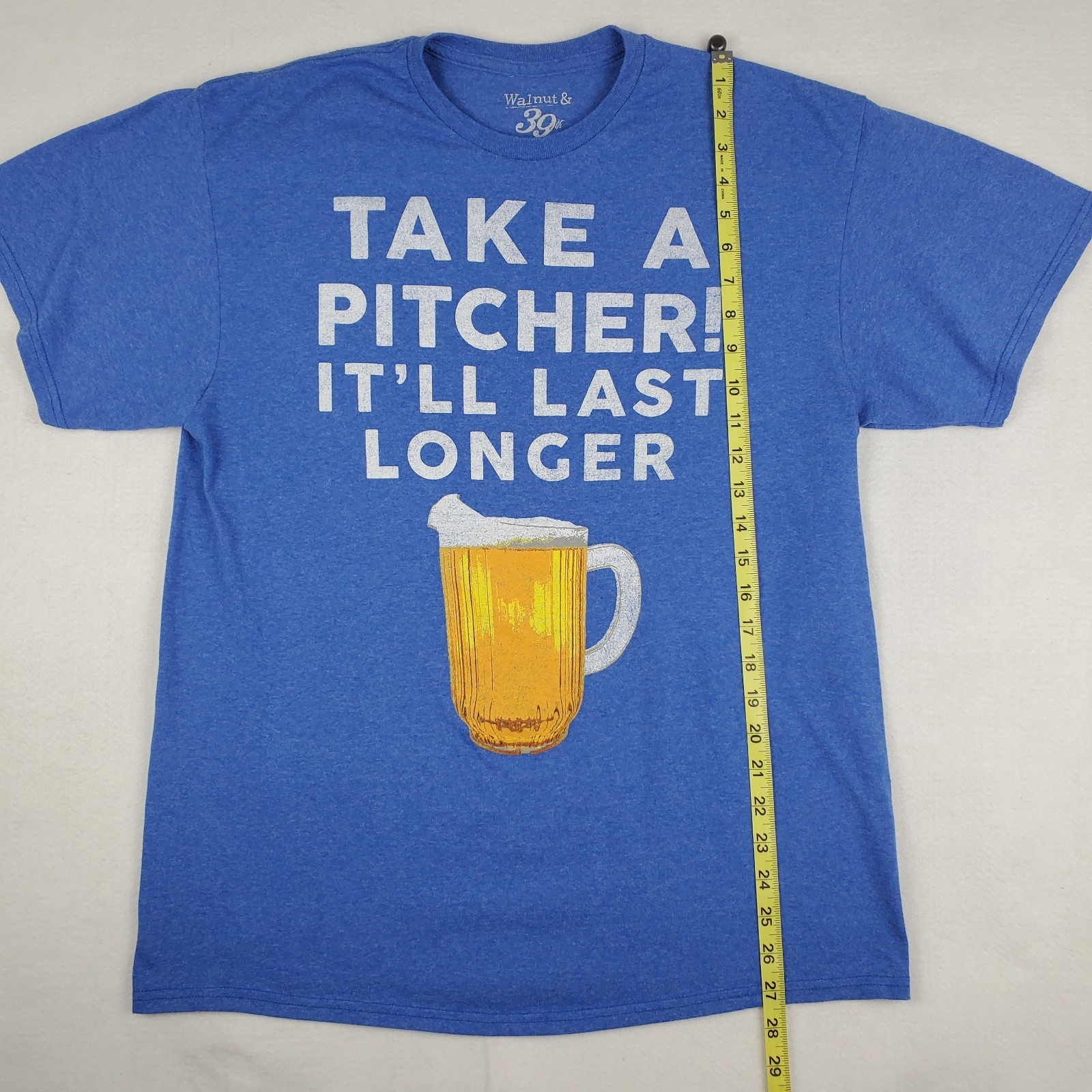Take A Pitcher It&rsquo;ll Last Longer T-Shirt Size L Graphic Tee Cotton Poly Beer Pun