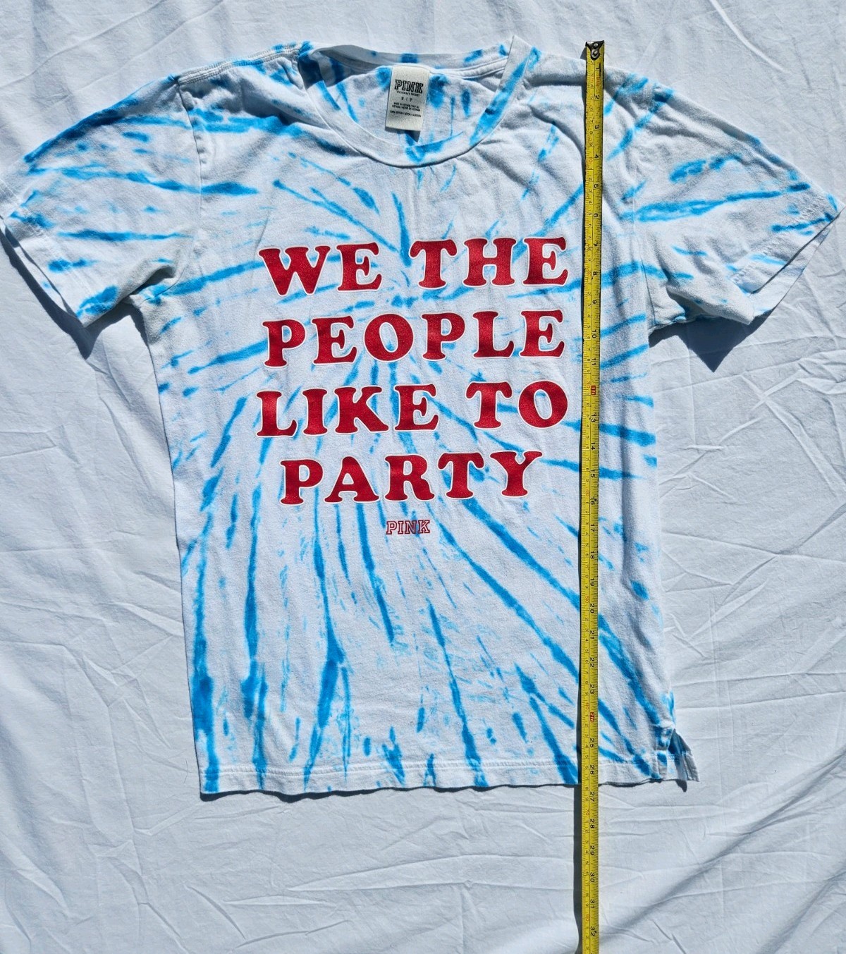 PINK S, Fourth Of JULY Cotton Crew Neck Short Sleeve Tie-Dye Graphic Tee