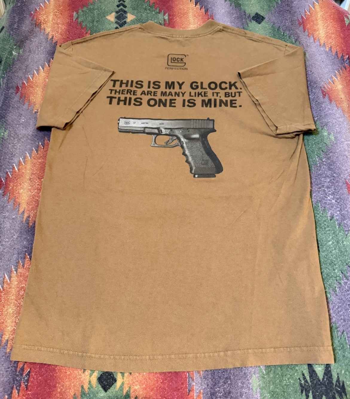 VTG Glock Perfection R Lee Ermey Gunny Approved 2-Sided Beige Mens Tshirt Sz L