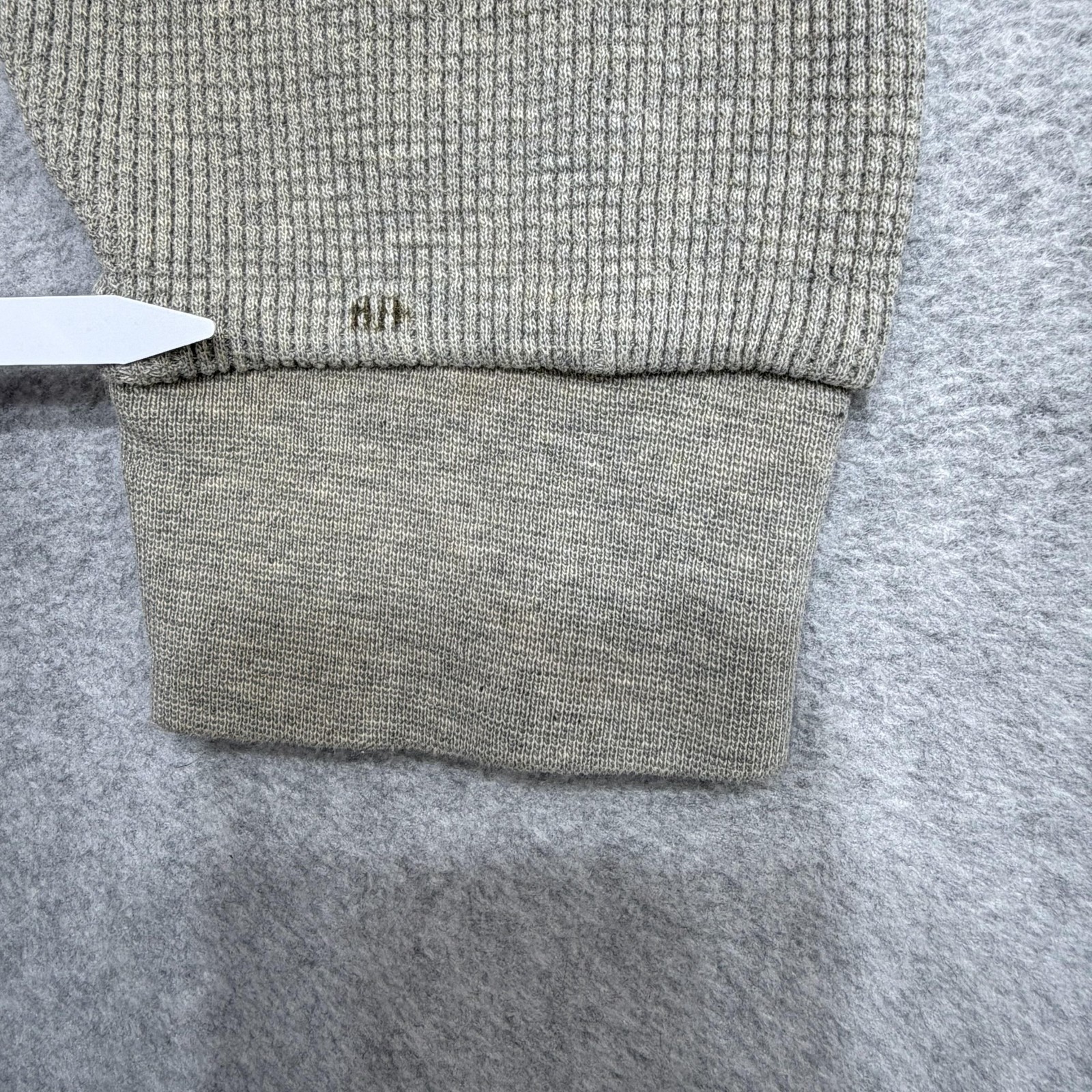 LL Bean Henley Shirt Mens XL Oatmeal Long Sleeve Waffle Knit Cotton Made USA