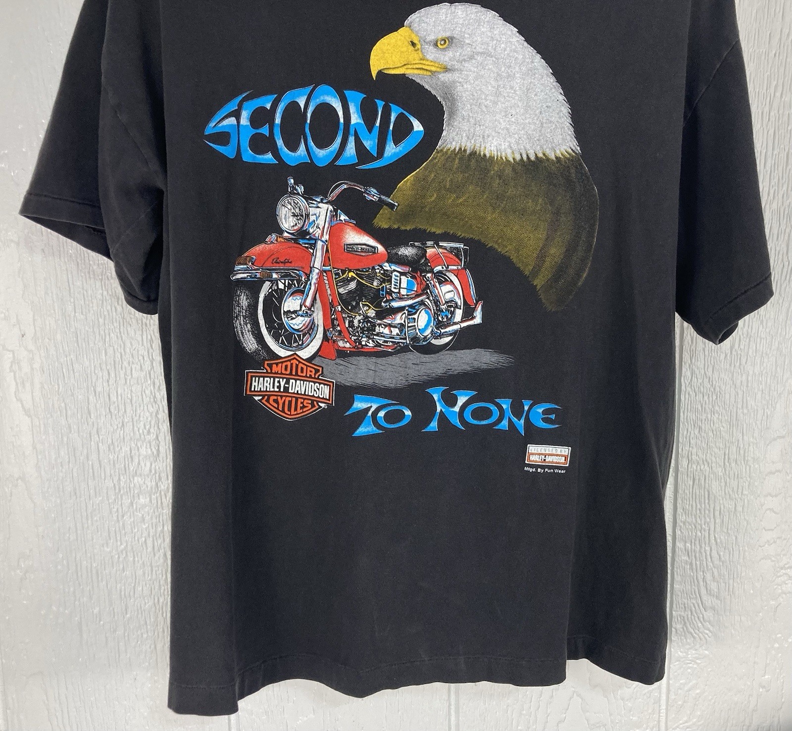 Vtg Harley Davidson Motorcycle T Shirt Single Stitch Eagle Second to None Large