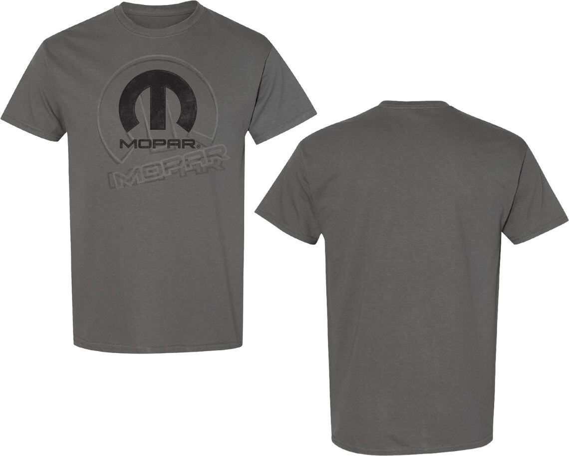 CHECKERED FLAG SPORTS MOPAR MEN&rsquo;S CHARCOAL DISTRESSED PRINT TEE SHIRT E1678