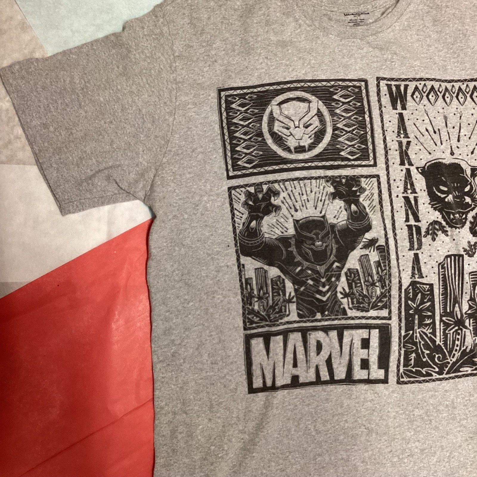 Black Panther Wakanda Gray Black Graphic T-Shirt Marvel L