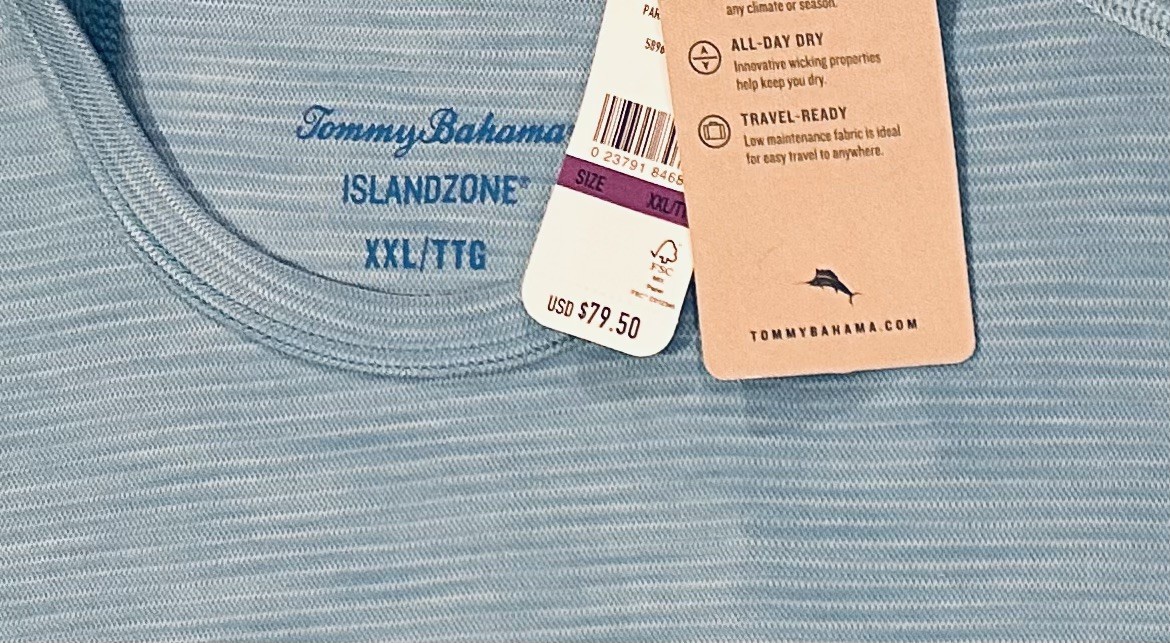 Tommy Bahama Men’s Island Zone Paradise Isles Tee T-shirt XXL Spa Blue Teal NWT