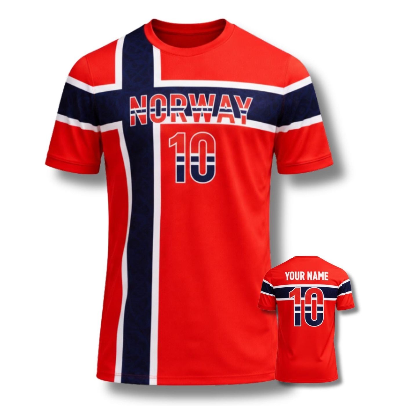 Custom Norway Soccer Shirt Personalized Name Number Norwegian Flag Tee