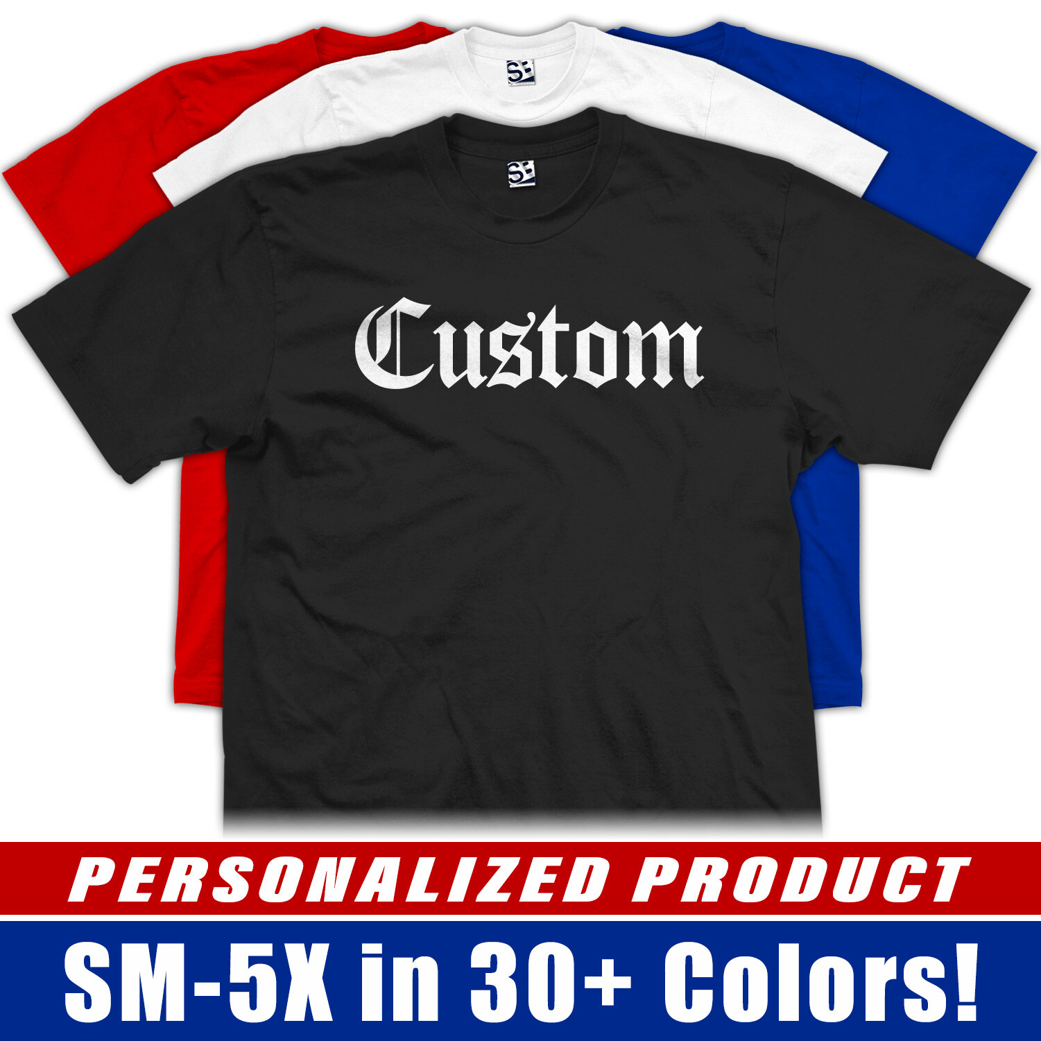 Custom Old English T-Shirt Personalize Customize Classic Vintage Mens Tee Shirt