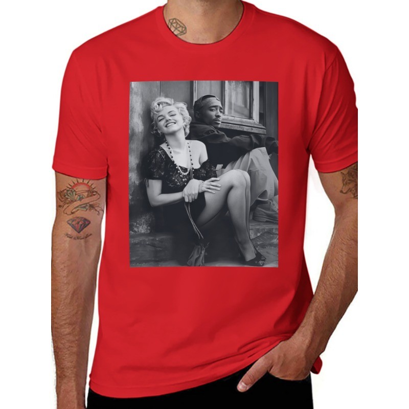 Marilyn Monroe and 2Pac Cotton Unisex Tshirt Streetwear