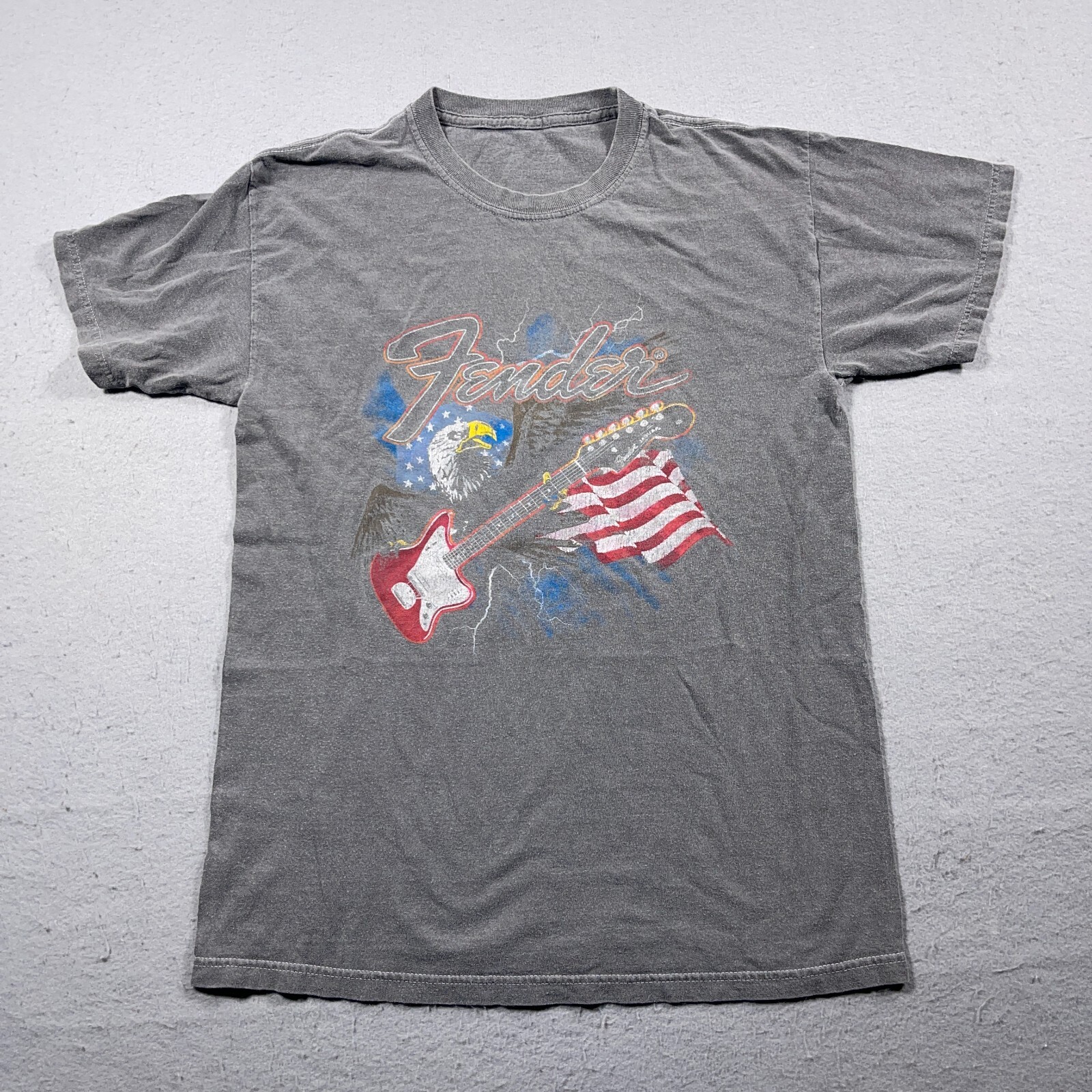 Fender Shirt Men M USA Eagle Guitar American Flag Graphic Tee Rock Patriotic