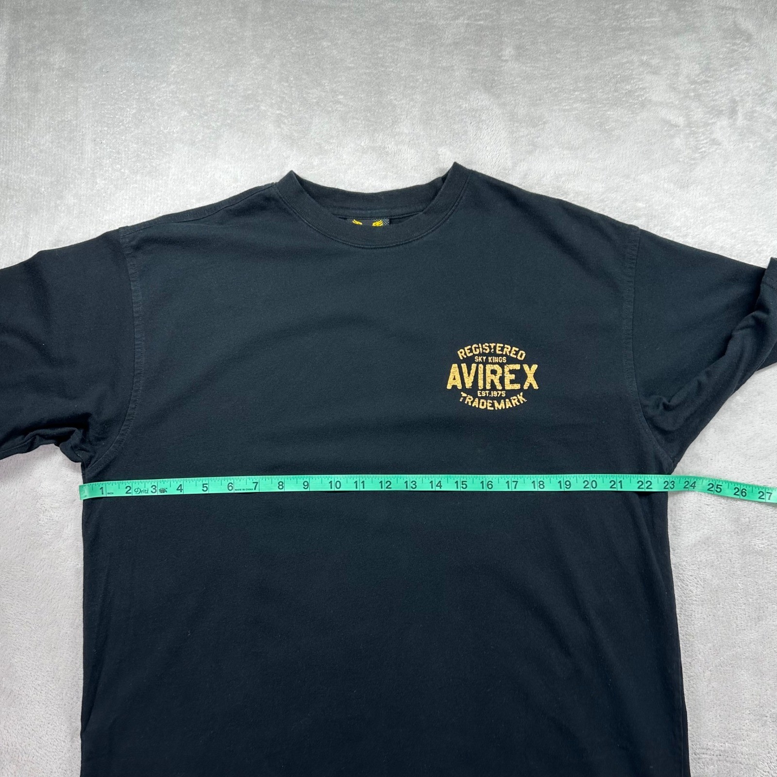 Vintage Avirex Shirt Mens XL Black Sky Kings Crew Neck Short Sleeve Logo 90s Y2k
