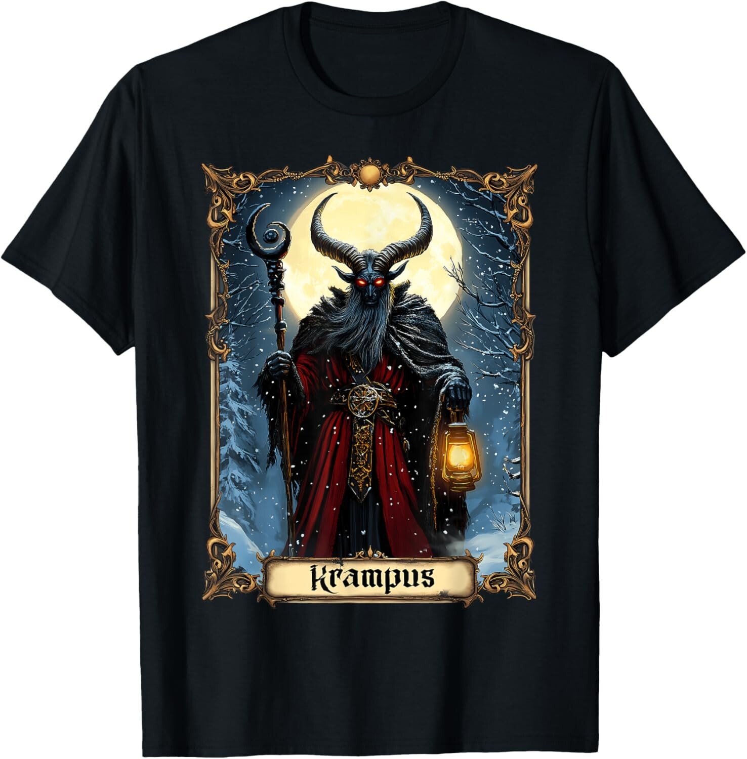 Merry Krampus Tarot Card Christmas Horror Ugly Sweater Xmas T-Shirt