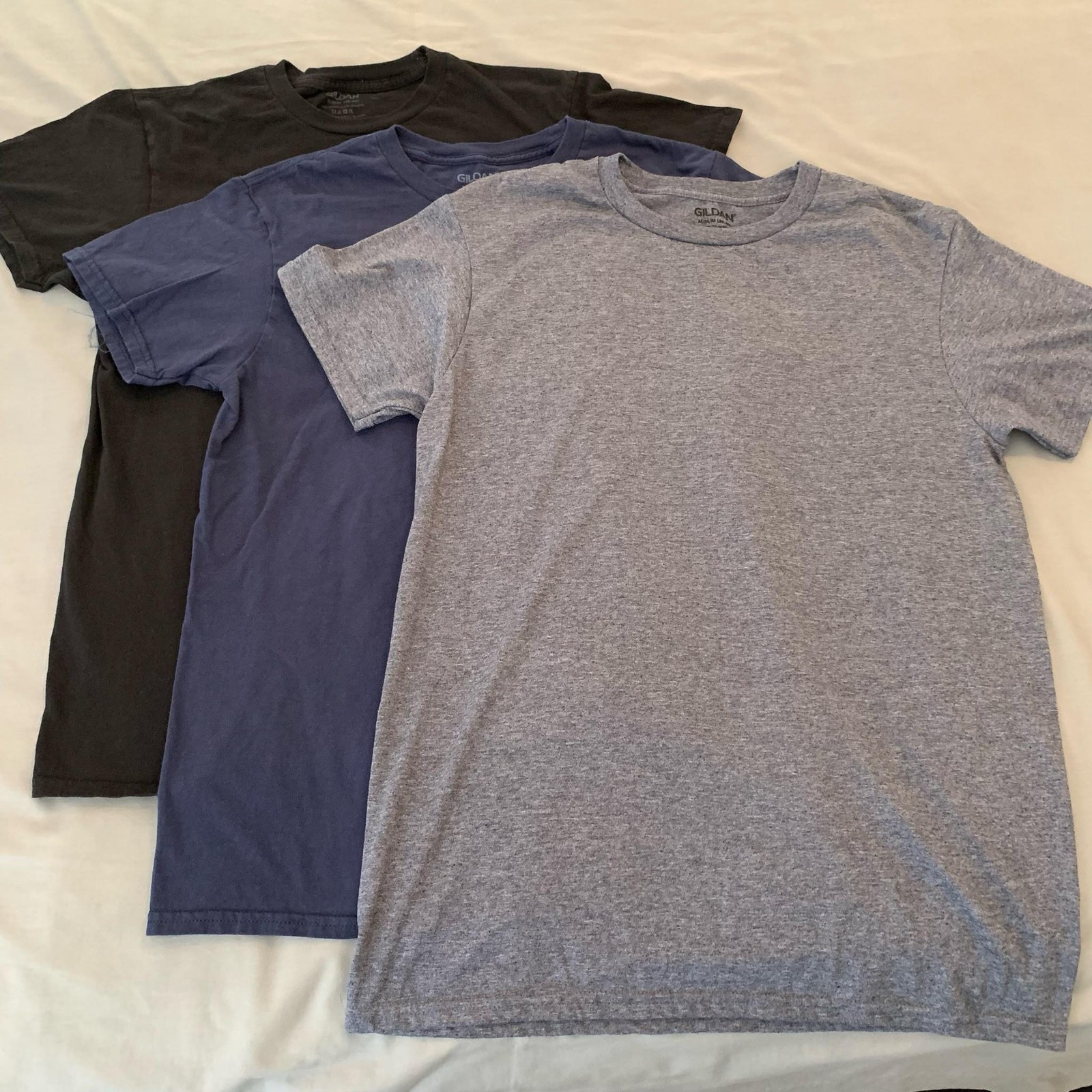 Gildan Shirt Lot Of 3 Mens Medium Multicolor Tagless Crew Basic Tee T-Shirt