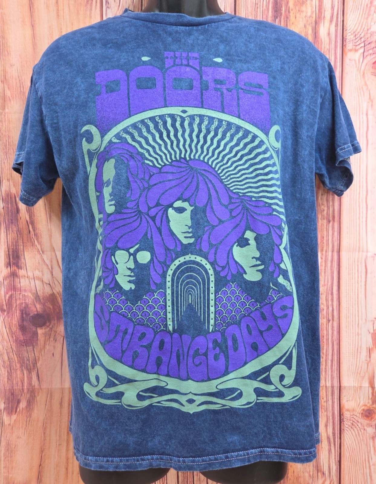 The Doors Vintage Graphic Acid Wash T Shirt Medium Blue Purple 100% Cotton